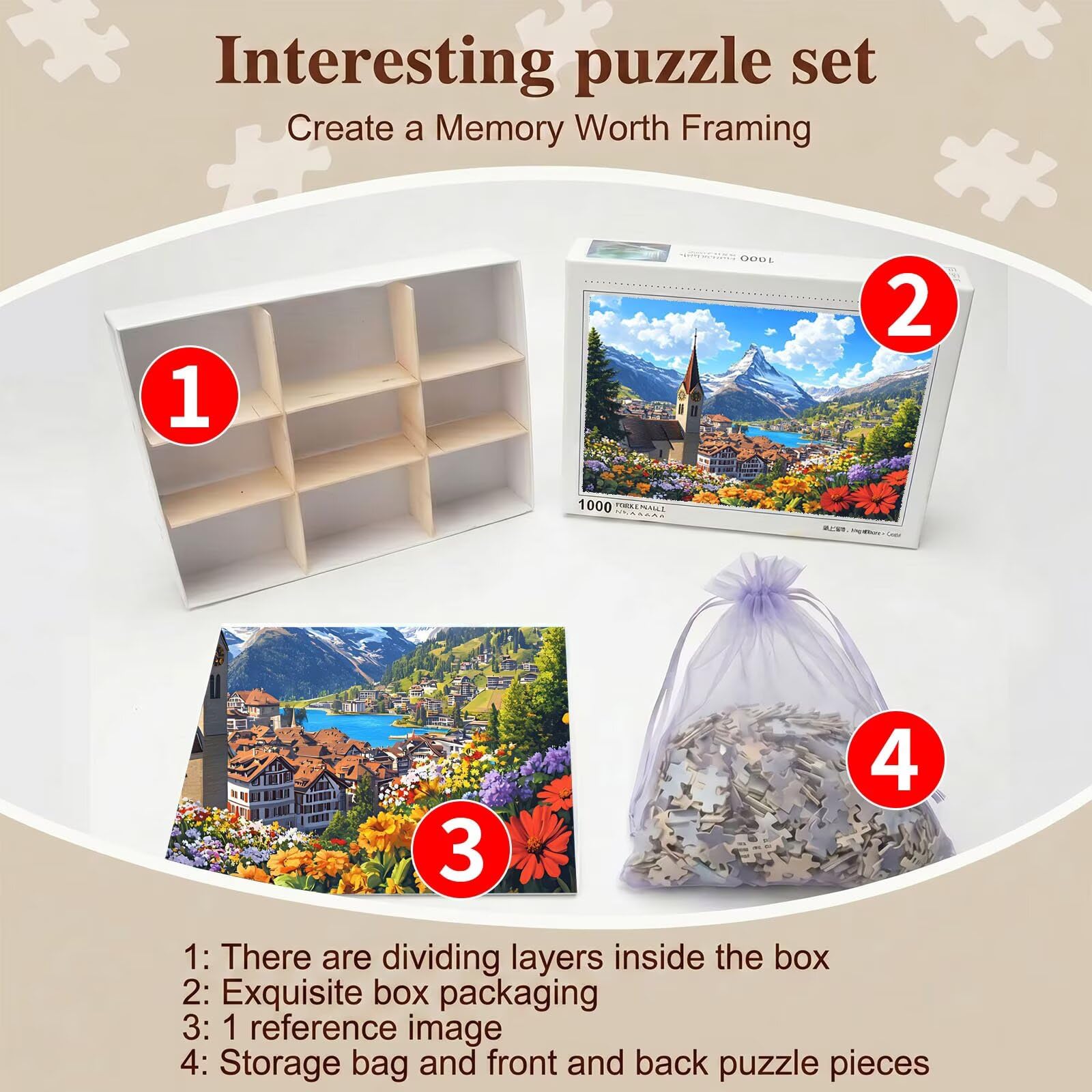 città Montagna Puzzle 5000 Pezzi per Adulti, Puzzle in Legno - Collezione Classica con Poster Incluso -Sfida di Concentrazione e Passatempo Antistress, Gioco Educativo per Famiglia, 156 x 105 cm f0-58