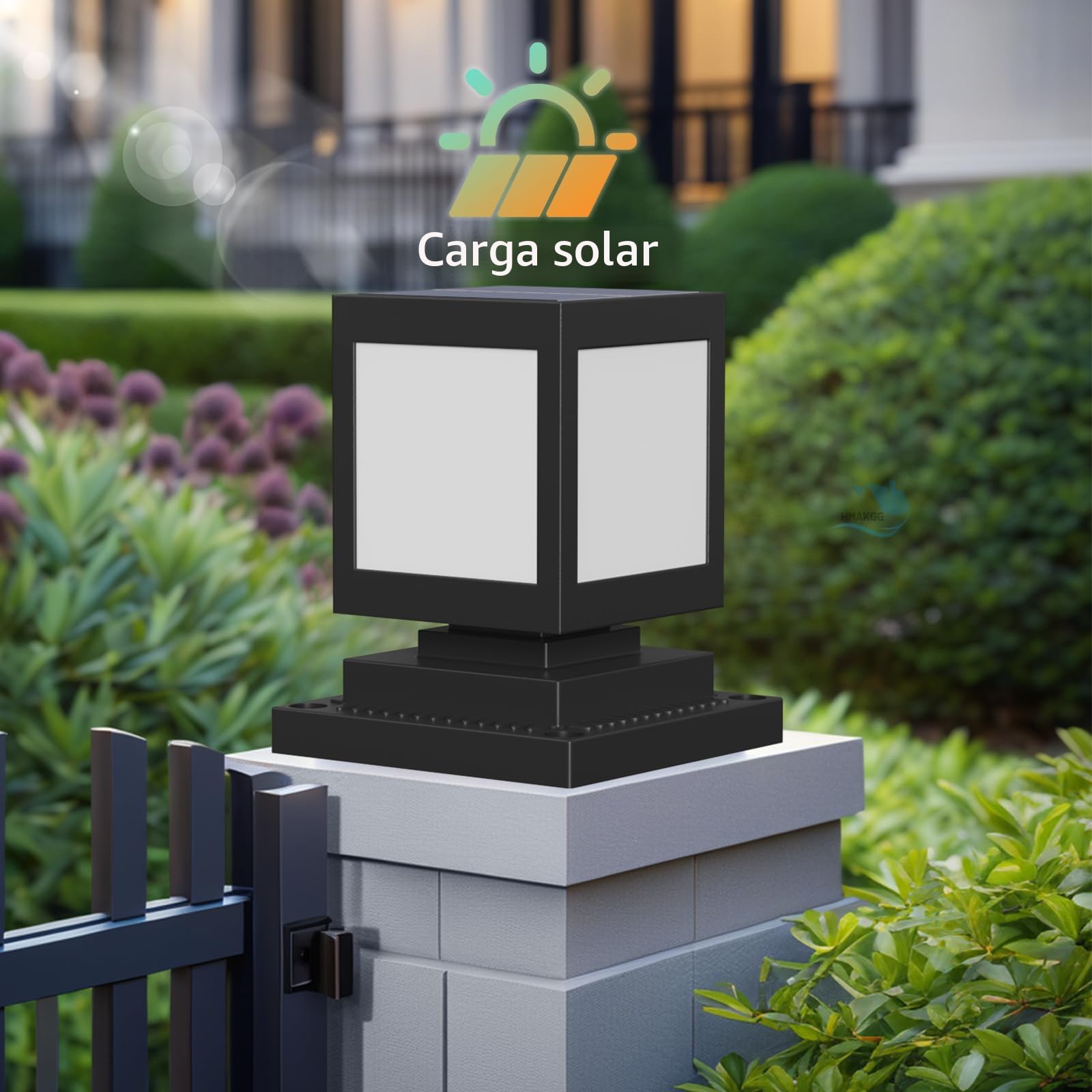 Farola Solar Sobremuro 6000K IP45, Luz Solar para Valla y Patio | ABS negro, bateria 2200 mAh, luz blanca 6000K, para postes y muros de jardin, valla, entrada y patio