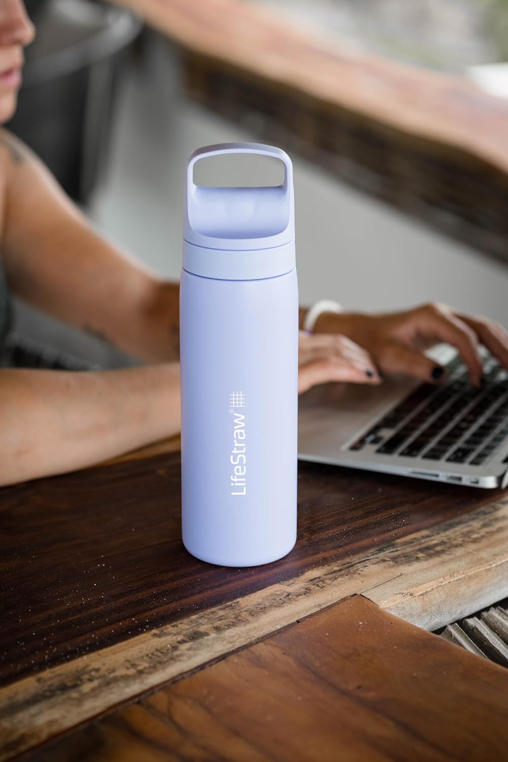 LifeStraw Go Series – Insulated Stainless Steel Water Filter Bottle for Travel and Everyday Use, Removes Bacteria, Parasites and Microplastics, Improves Taste, 18oz Provence Purple - Image 6