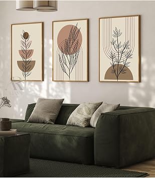 Ar Agency Canvas Painting Minimalist Line Art Boho Frameless Set of 3 Table 40 X 60