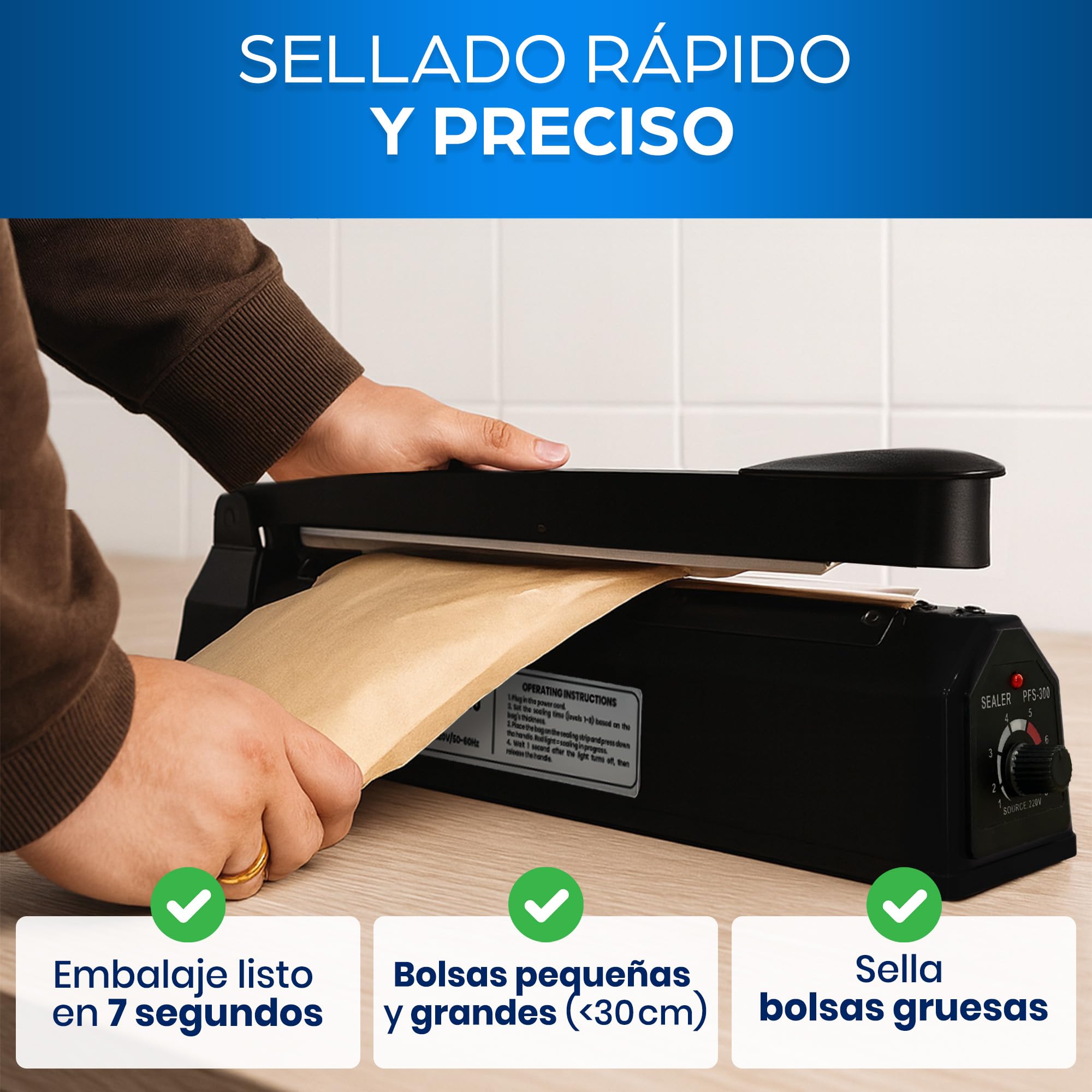 Sellador de Bolsas de Plástico con Cierre Térmico - Máquina Selladora Portátil y Precintadora para Alimentos - Mini Termoselladora Ideal para Cocina, Hogar y Uso Comercial Diario