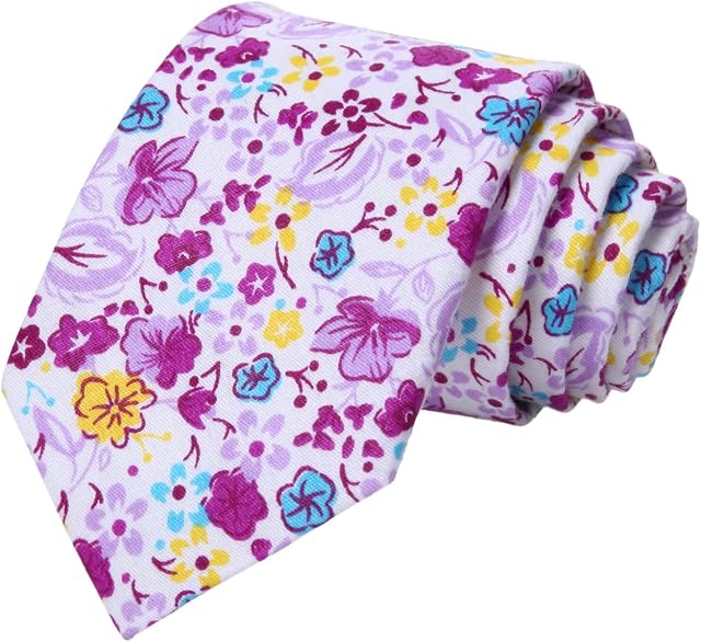 HISDERN Men's Floral Tie Elegant Wedding Groomsmen Flower Ties Fashion Blossom Party Cotton Necktie