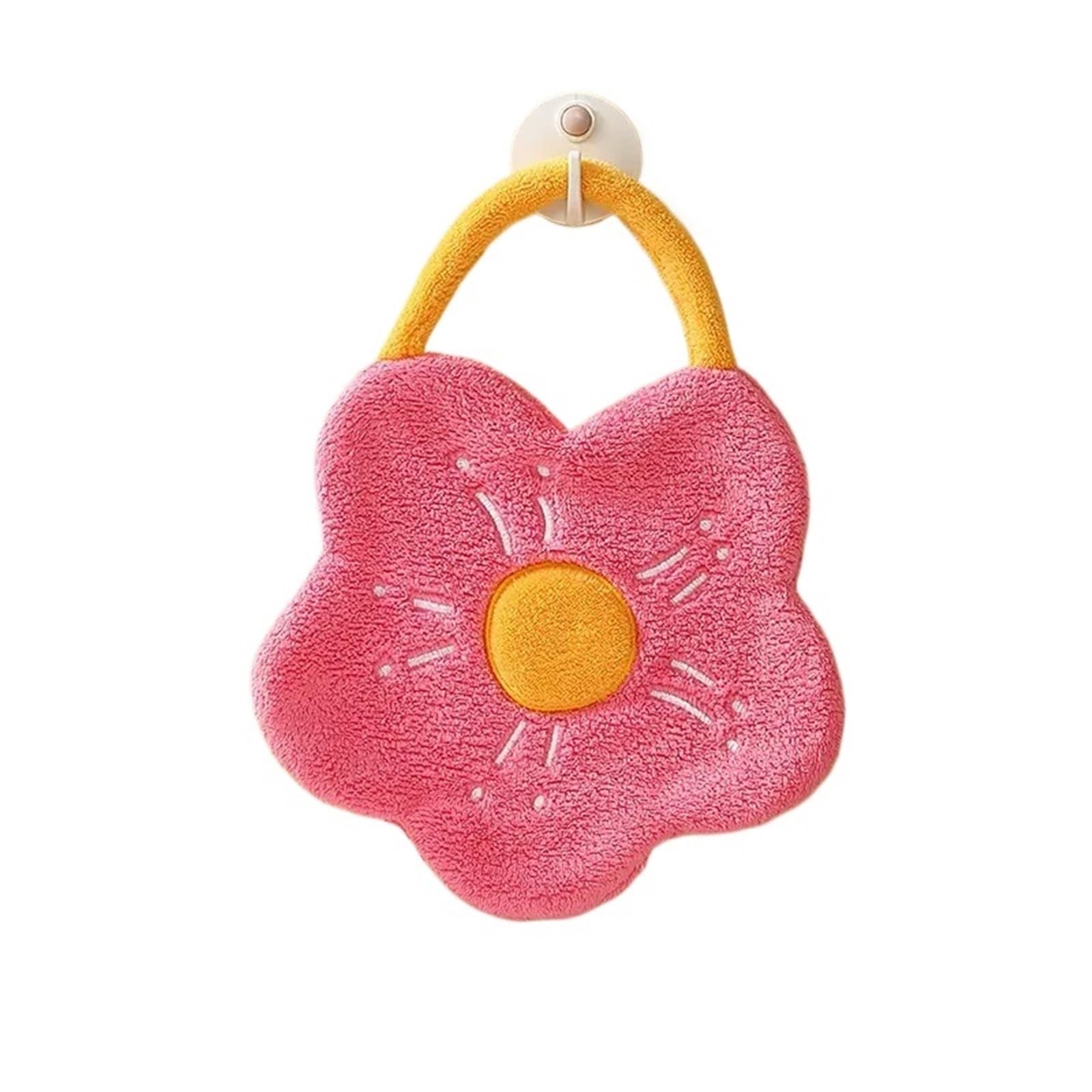 FGUJSUR Hand Towels Quick Dry Hand Towels Coral Fleece Wipe Handkerchief Absorbent Creative Flower Shape(Rose Red)