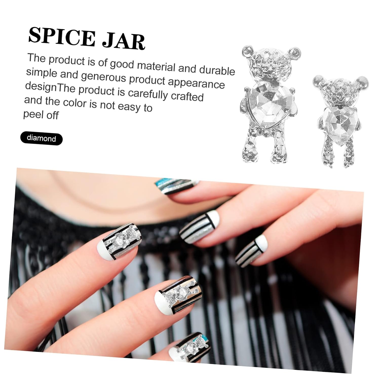 20pcs Bear Nail Charms Adorable Nail Art Decors for Diy Manicure for Home Salon Use Easy to Install Detach
