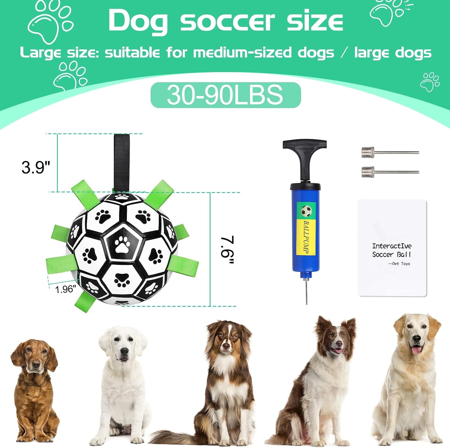 CHUKCHI Dog Toys Soccer Ball with Straps, Interactive Dog Toys for Tug of War,Puppy Birthday Gifts,Dog Water Toy,Pet Tug Toy,Durable Pet Balls for Small Medium & Large Dog（8 inch） image 5