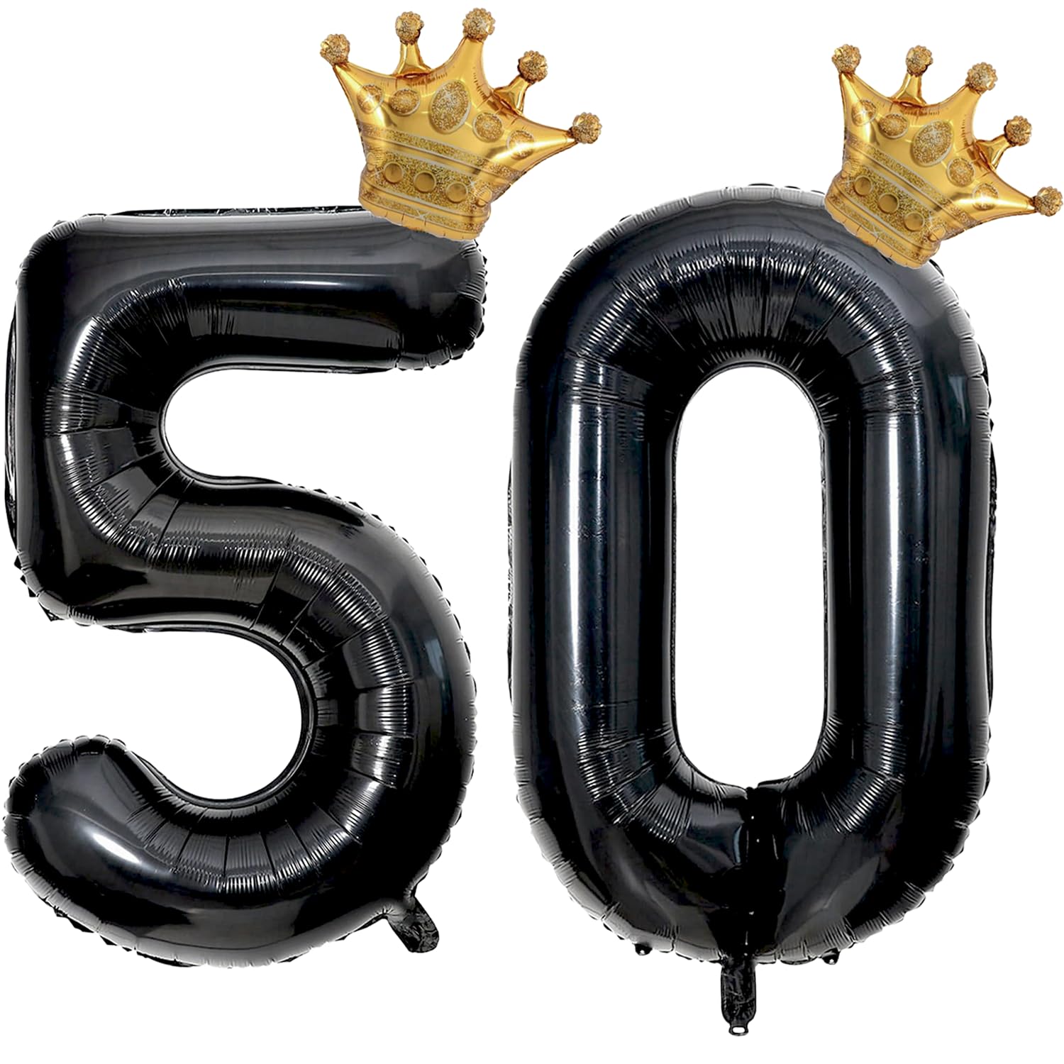 Black 50 Balloon Number with Gold Crown Balloons 40 inch 50 Birthday Balloon for 50th Birthday Party Decorations Supplies Anniversary for Men Women (Foil Mylar Number 50 Balloons）