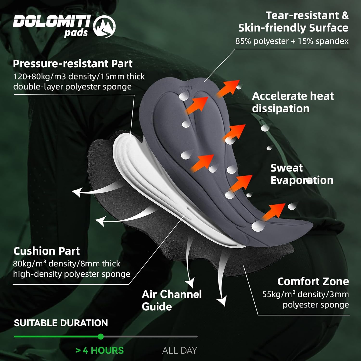 ROCKBROS Men's Cycling Pants Winter Bike Pants Padded Fleece Lined Cycling Tights for Mountain Road Dirt Bike Riding Running - Image 2