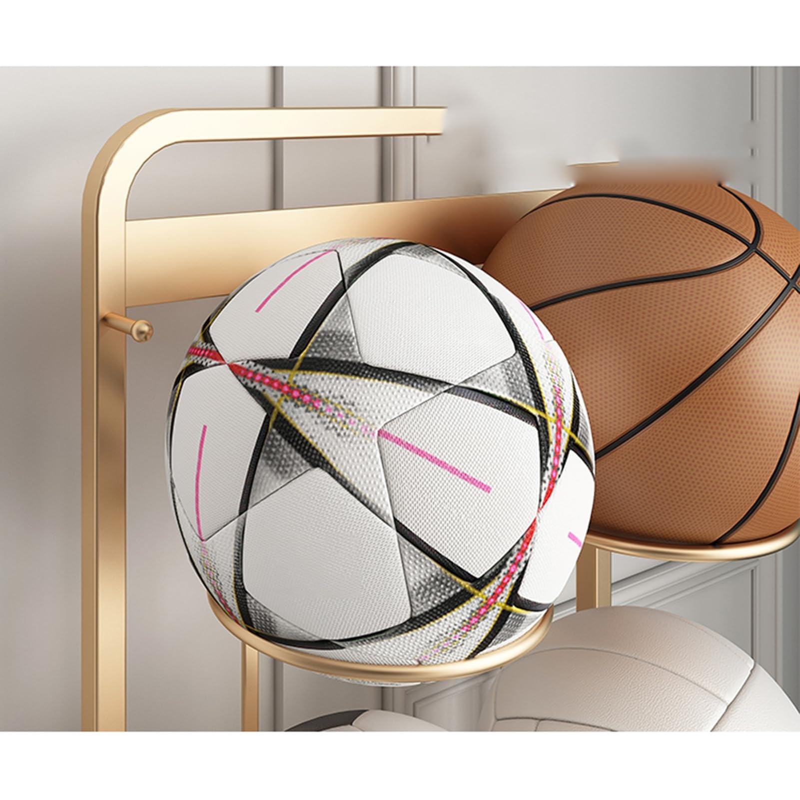 Tragbares Vertikales Ballaufbewahrungsregal, 3-stufiger Sportball-Ausstellungsständer For Rugby, Basketball, Volleyball, Mehrschichtiger Organizer-Rahmen In Der Garage Montierte Aufbewahrungssysteme(A