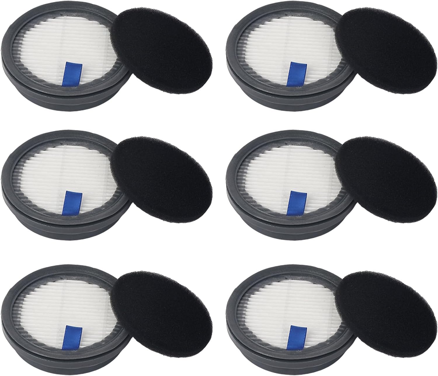HEPA Filters & Sponge Filters Fit for Afoddon A200Pro/A200, ORFELD B08/C10A/C10G, NEQUARE S12, S25, S25Pro, S26 Series Cordless Vacuum Cleaner (6 Pack HEPA Filters & 6 Packs Sponge Filters)