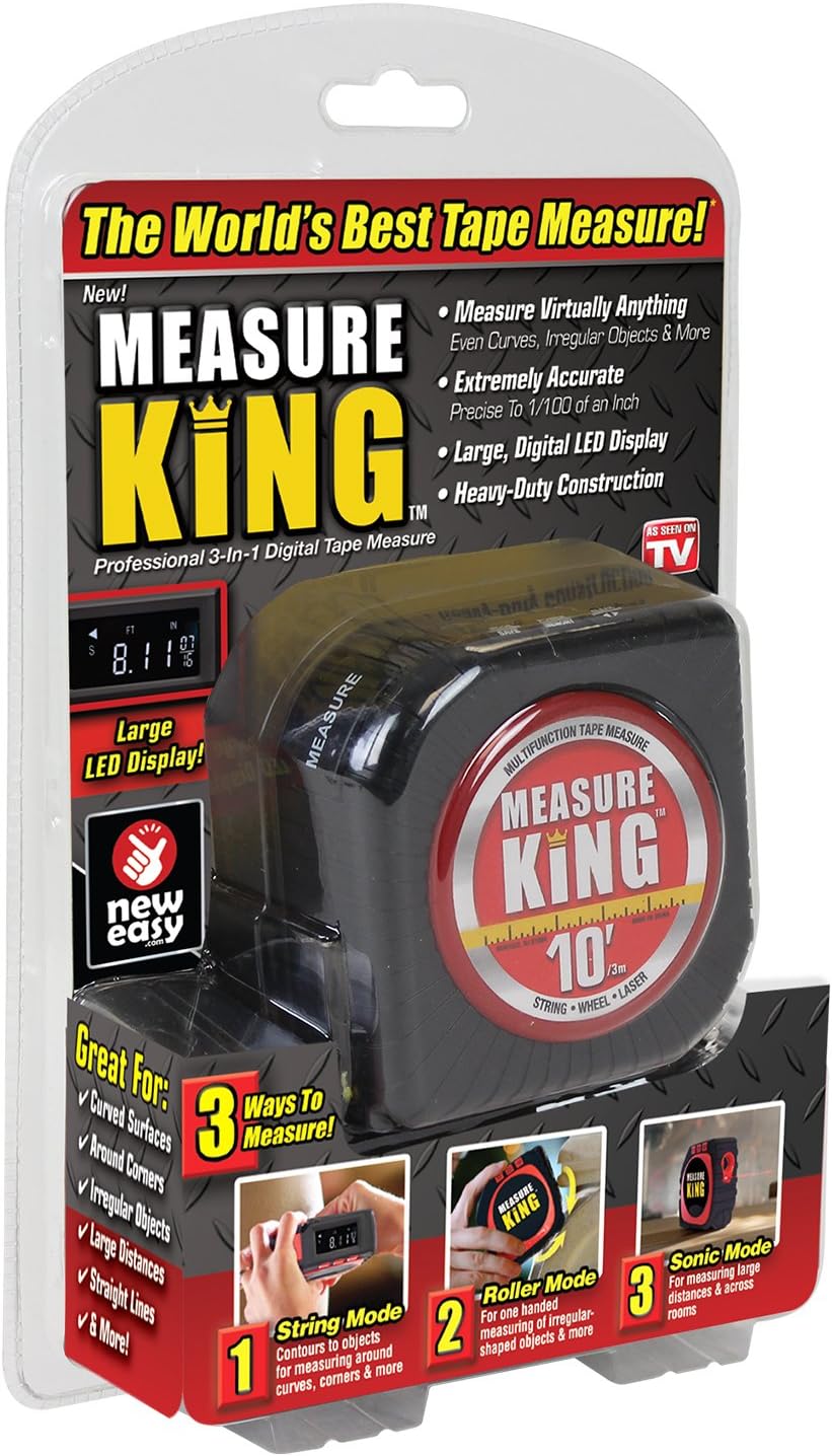 Ontel MK-MC12/4 Measure King 3-in-1 Digital Tape Measure with String Mode, Sonic Mode & Roller Mode - As Seen on TV