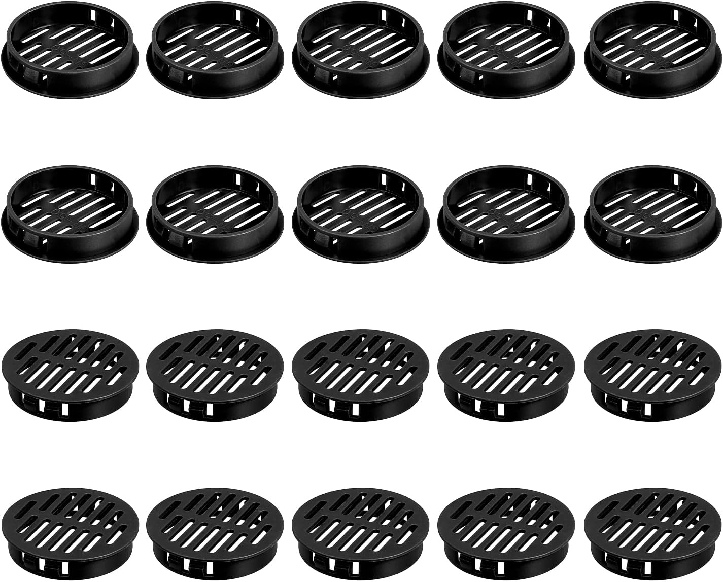 uxcell 24Pcs 50mm/1.97" Circular Soffit Air Vents, Plastic Soffit Vent Cover, Round Mesh Hole Louver for Bathroom Kitchen Cabinet Wardrobe, Black
