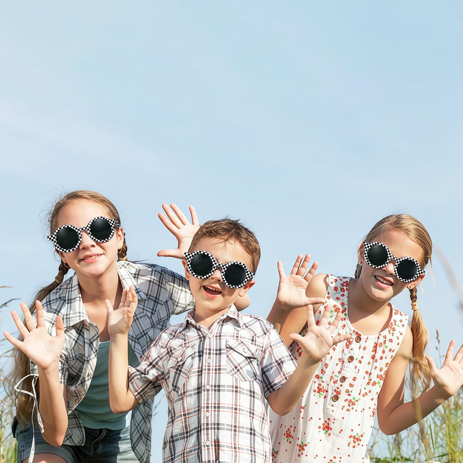 30 Pack Checkered Sunglasses Race Car Party Favors for Kids Flexible 4.9" Frames Racing Theme Birthday Decorations Bulk Goodie Bag Supplies image 4