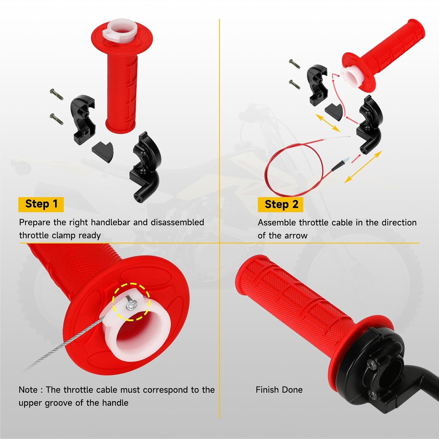 HIAORS 212cc Exhaust Pipe & 7/8" Mini Bike Throttle Cable Grips Kit Compatible with Predator 196cc Coleman CT200U BT200X CT200U-EX Baja Warrior MB200 MB165 6.5hp GX160 Minibike Performance Parts