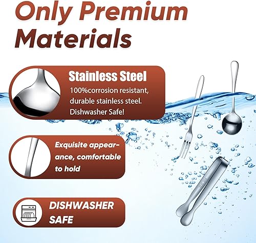 Miniatura 10 de Cunhill 24 piezas de accesorios de charcutería, mini pinzas de cóctel, cucharas pequeñas para servir y tenedores de aperitivos, pinzas de acero