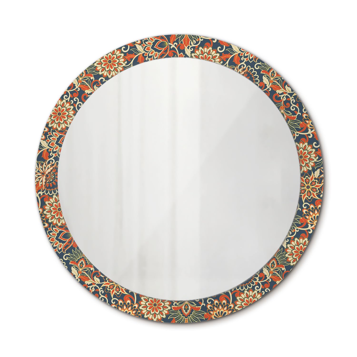 Miroir sans cadre 90 cm rond suspendu avec impression florale style moderne