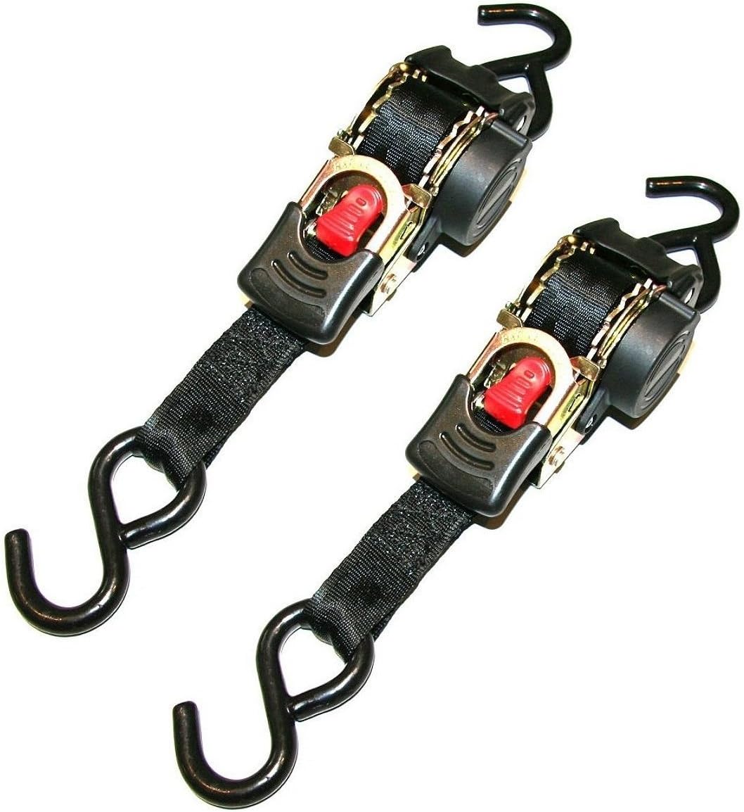Automatic Tensioning Belt, Self-retracting Lashing Straps with Automatic Retractor, Automatic Ratchet Tensioning Straps, 1.85 m, 600 kg, EN 12195-2, 1 Pair (2 x Straps)