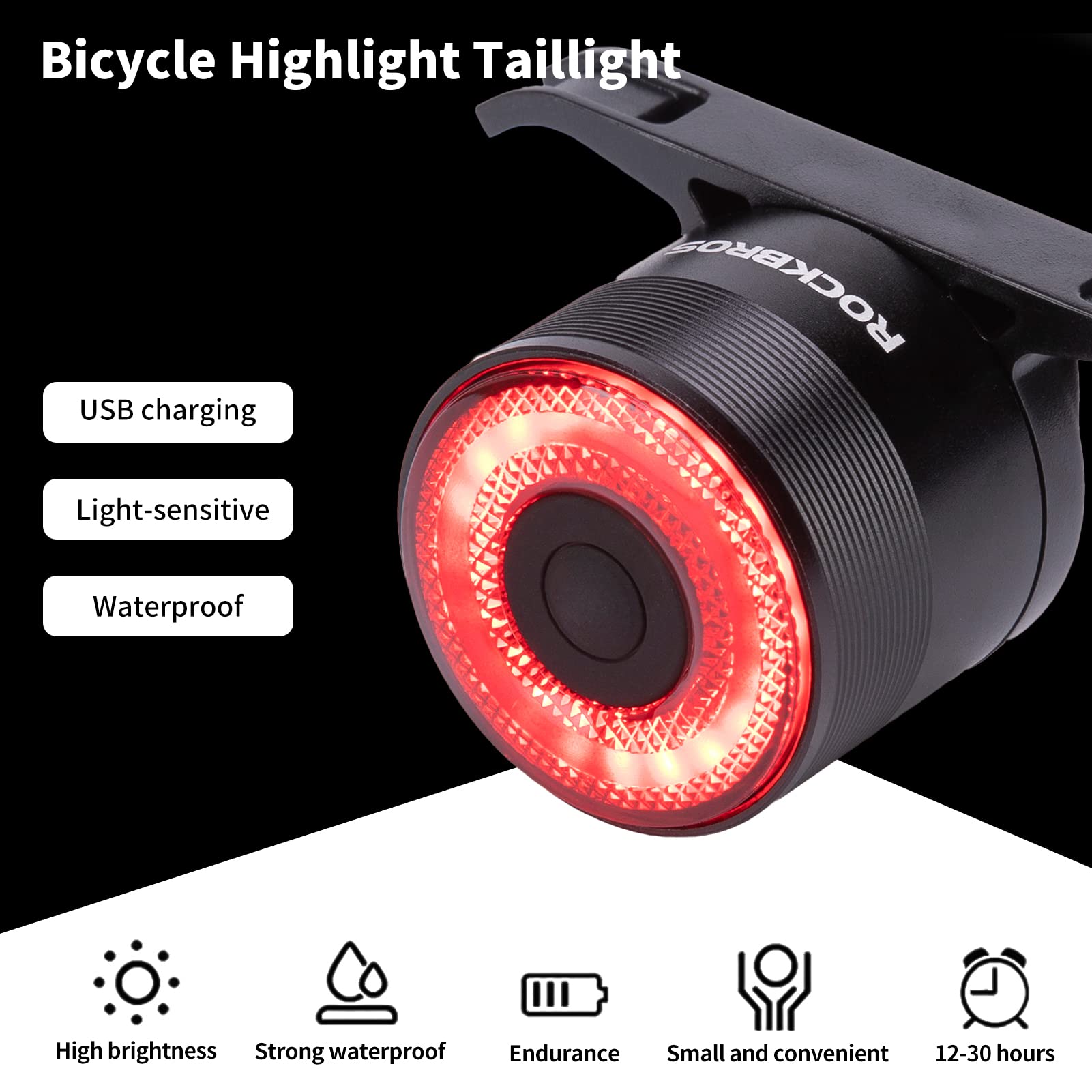 ROCKBROS Luce Posteriore per Bicicletta Impermeabile IPX6