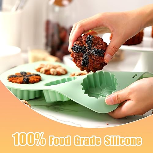 Miniatura 4 de QELEG Paquete de 2 moldes de silicona para tartas de flores, sartenes antiadherentes para hornear con girasoles para caramelos, mousse, gelatina,