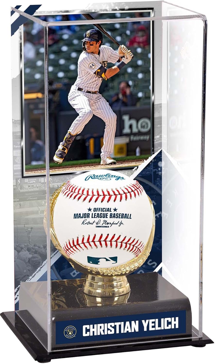 Christian Yelich Milwaukee Brewers Glove Display Case with Image - Baseball Logo Display Cases ''Case Only''
