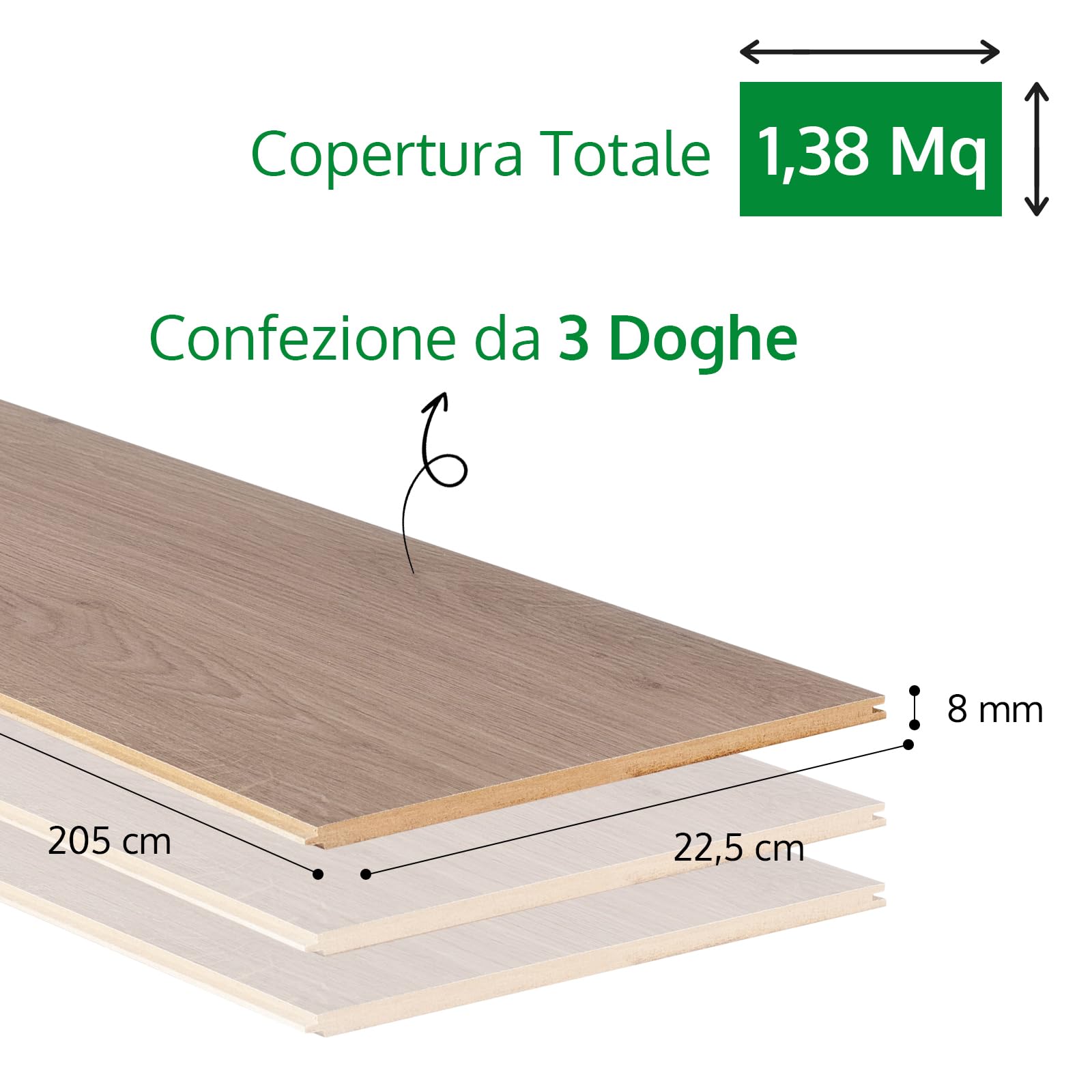 Onlywood 1,38 MQ di Pianerottolo Rivestimento Gradini Fai da te per gradini - Rivestimento Scale Interne in 5 Colorazioni a scelta effetto Legno o effetto Pietra (Lousiana Oak)