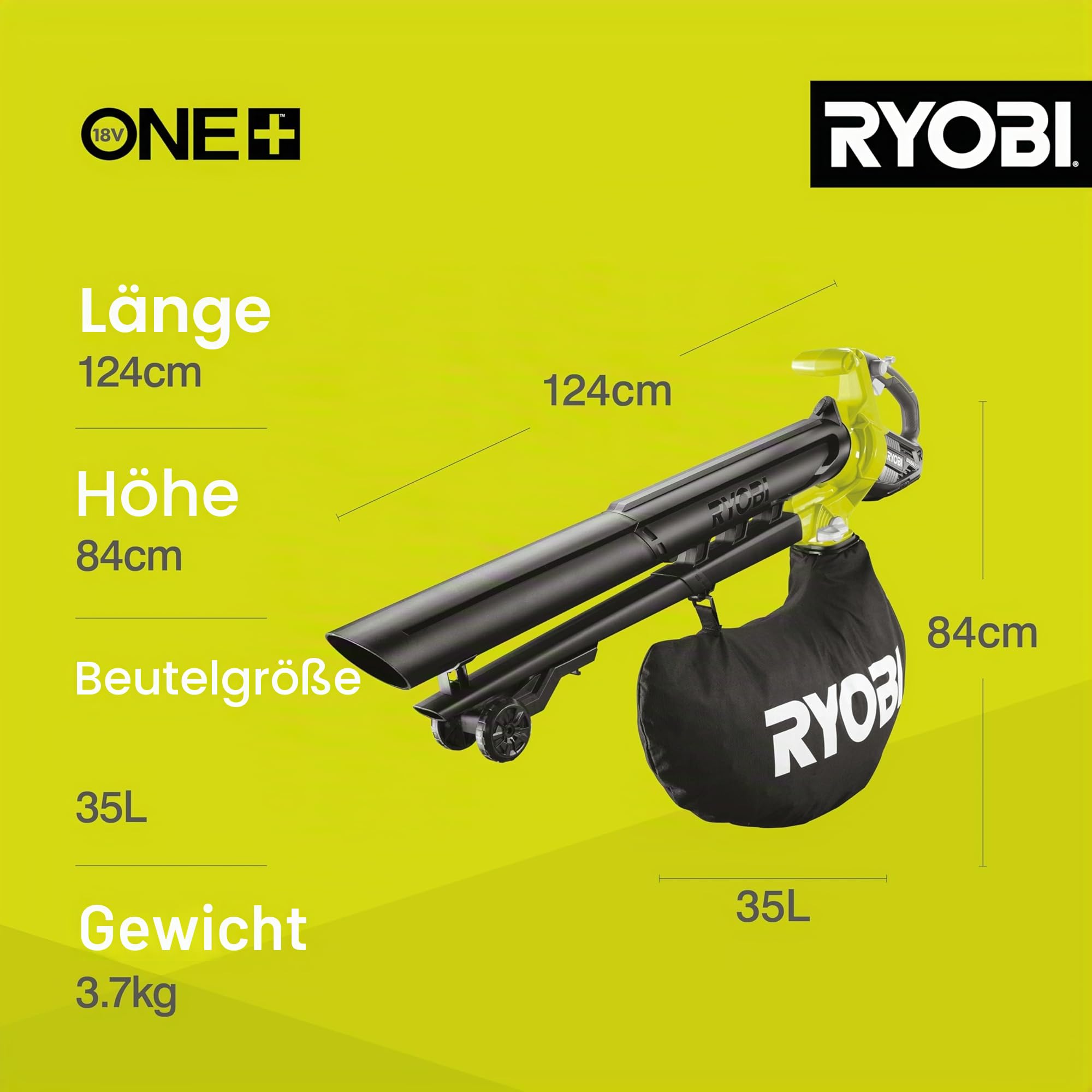 RYOBI 18 V ONE+ Brushless Akku-Laubsauger OBV18, Gebläsefunktion