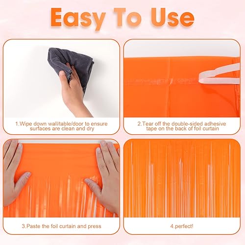 Miniatura 13 de Cortinas de fondo de flecos de papel de aluminio para fiestas, 3 piezas, 39.6 x 98.4 pulgadas, azul retro 48 Retro Azul,03 Rosa,04 Rosa