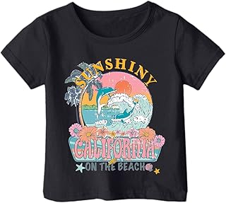 Camiseta con estampado de dibujos animados para niña Camiseta blanca clásica con cuello redondo Top de manga corta simple para ropa casual