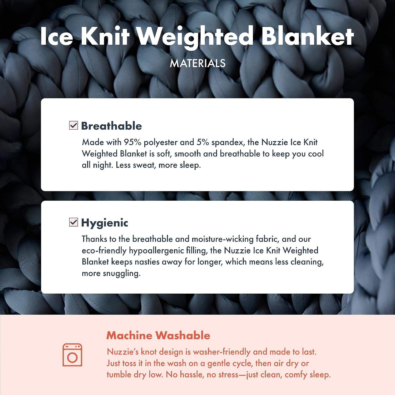 Nuzzie Ice Knit Weighted Cooling Blanket - Cooling, Luxuriously Soft, Silky Feel While Pulling Heat Away (Pacific Blue, Small |12lbs | 44"x60")