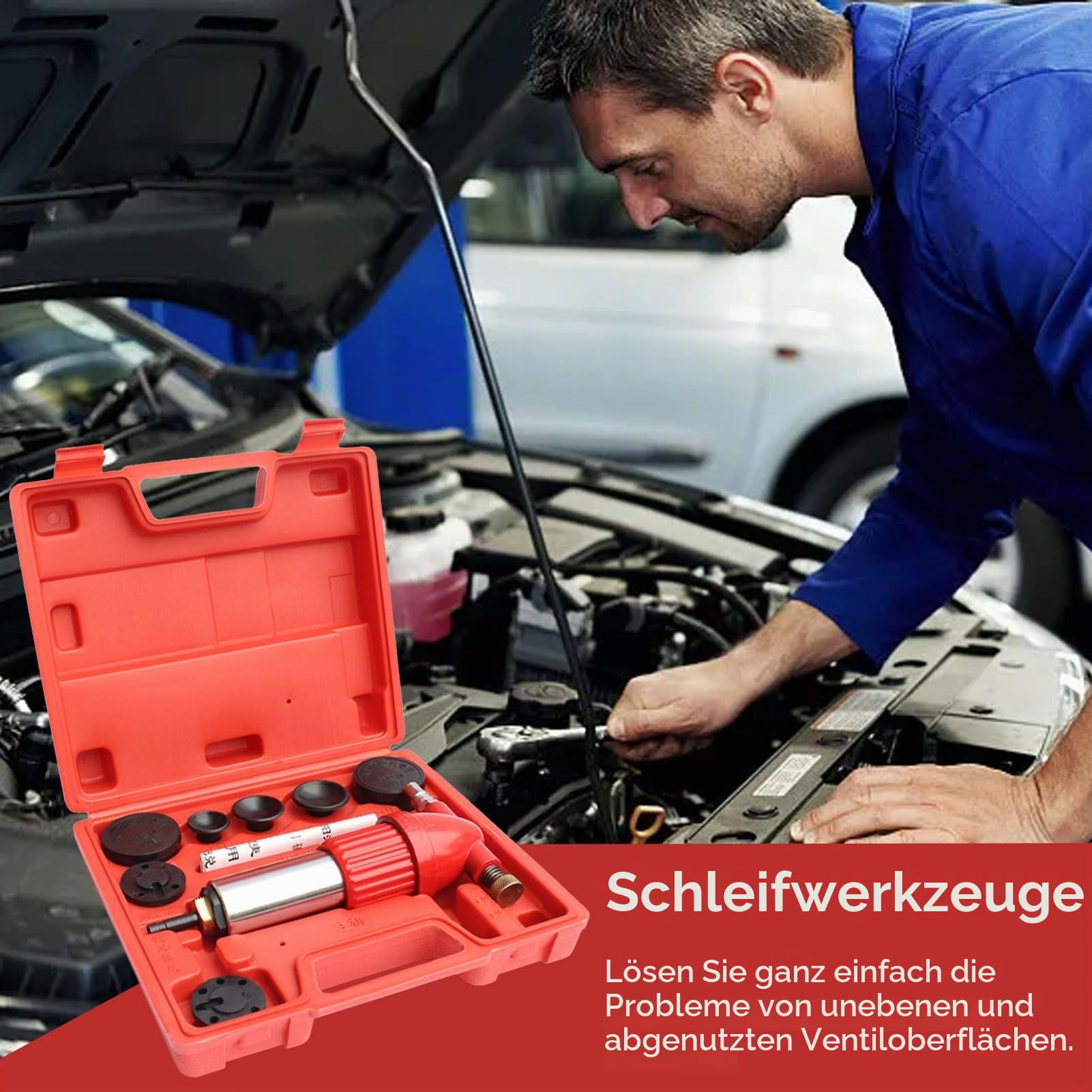 Pneumatisches Motorventil Läppen Schleifwerkzeugsatz, Auto Luft Betreiben Motor Zylinderkopf Ventil Schleifer Bremsen Entlüftungsgerät Bremsenentlüfter Universal Ventil Reparaturwerkzeuge