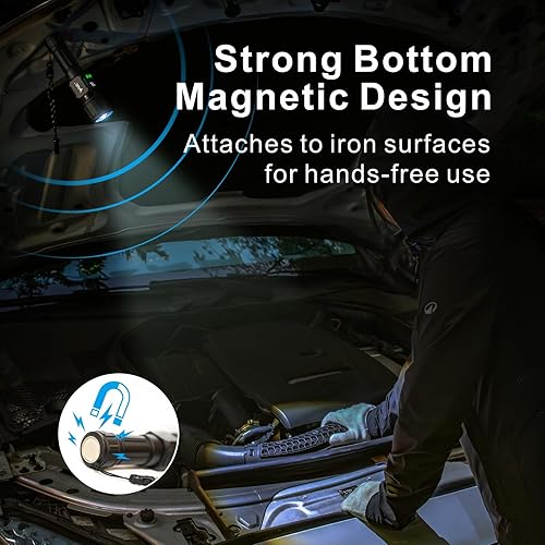 Miniatura 6 de Linterna táctica recargable brillante potente, linternas de 20000 lm, 9 modos, linterna LED, zoomable, IPX4 impermeable, base magnética para