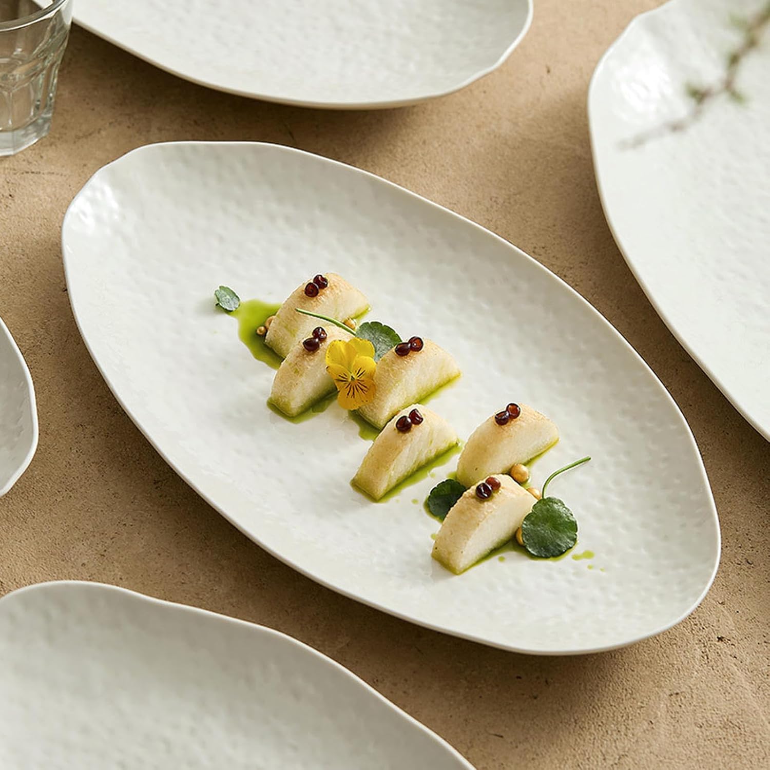 Ceramic oval large Big Dipper fish plate household exquisite personalized tableware -6 inches