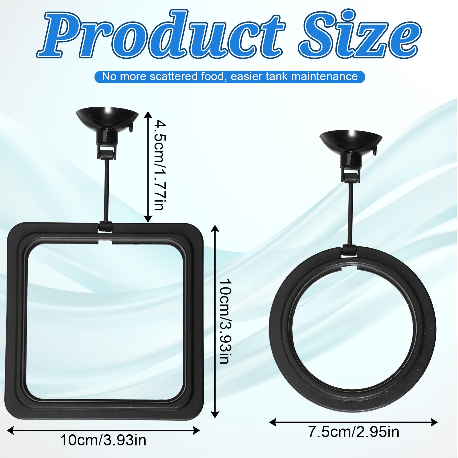 Lot de 2 anneaux d'alimentation pour poissons d'aquarium - Avec ventouses - Distributeur automatique de nourriture pour poissons rouges Bettas - Tortue - Noir