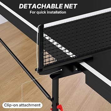 Zevemomo 8FT Ping Pong Table, Foldable Table Tennis Table with Wheels