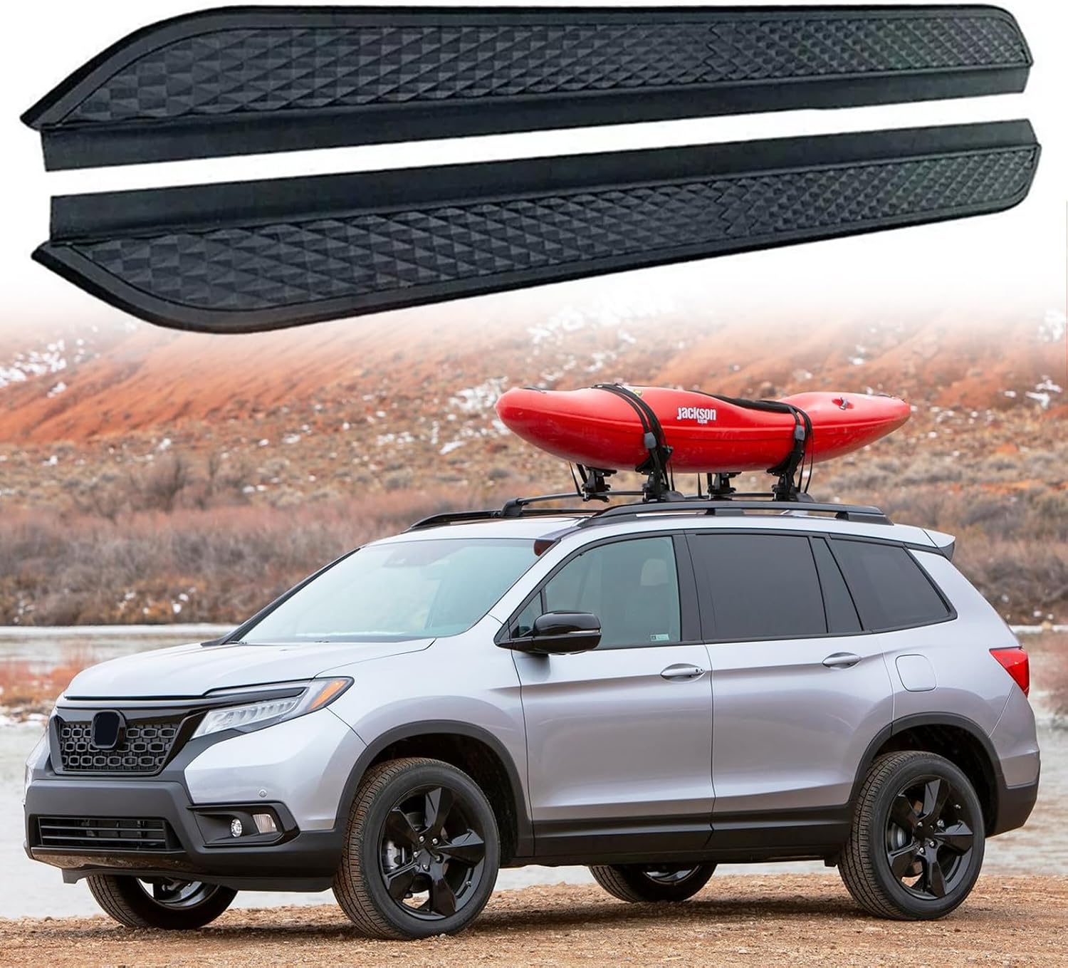 2Pcs Aluminium Running Board Side Step Pedal Nerf Bar Fits for Honda Passport 2019 2020 2021 2022 2023 2024 2025 Fixed Side Bar with Brackets