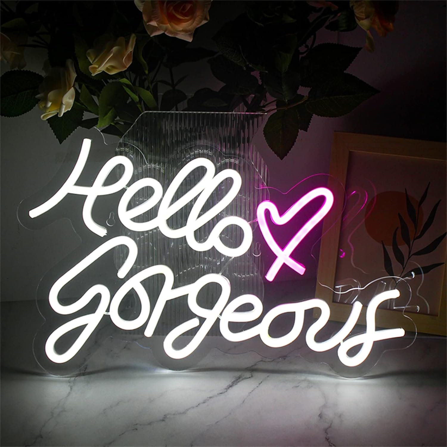 LEDネオンライト/ライトサイン/看板Hello Gorgeous LEDネオンライト/ライトサイン/看板、スイッチ付きUSB電源ア