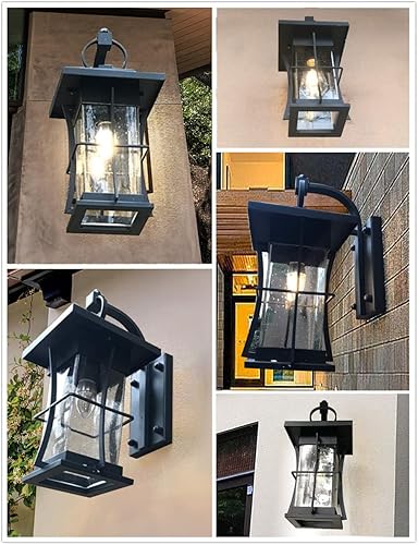 Vista 2 de 1PCS Waterproof Outdoor Wall Lights, Exterior Light Fixture, Outdoor Post Lights for House, Lamp Post Light Fixture with Clear Seeded Glass, Post