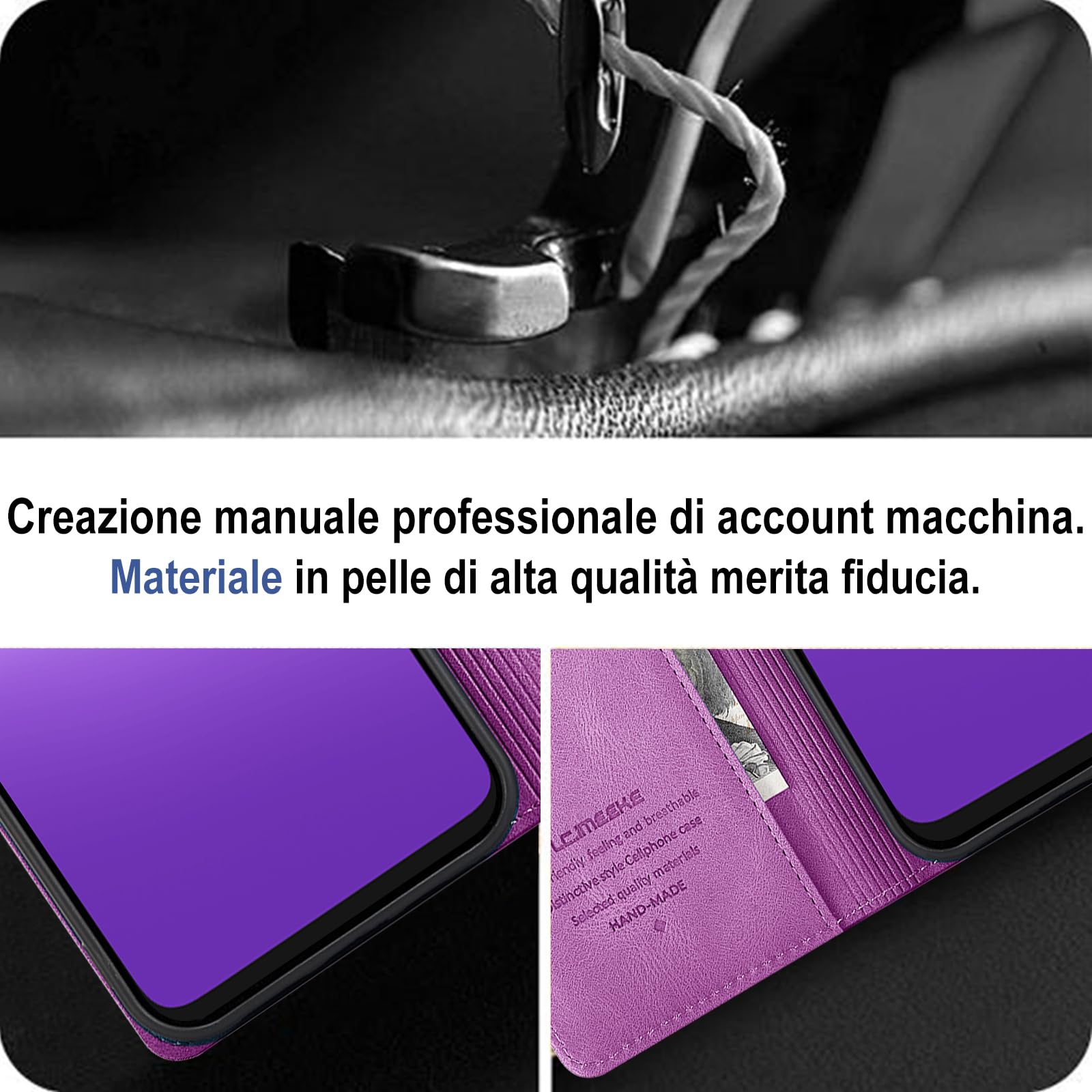 Giyer Cover per OPPO A5 Pro Custodia con Vetro Temperato, Premium Pelle PU Portafoglio Slot per Scheda RFID Antifurto Funzione Supporto Flip Case, Antiurto per OPPO A5 Pro 5G Cover (Viola)
