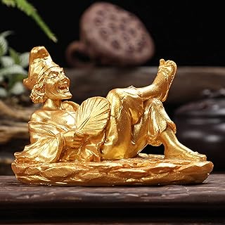 Tauzveok Car Dashboard Ornament Zen Statue Smiley Bobblehead Office Cab Small Decoration Interior Accessories,Gold,Happy