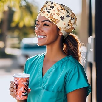 Working Cap Hat with Sweatband Comfortable and Breathable Adjustable Headgear for Men Women Scrub Cap