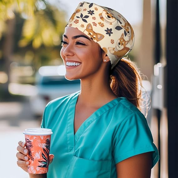 Working Cap Hat with Sweatband Comfortable and Breathable Adjustable Headgear for Men Women Scrub Cap