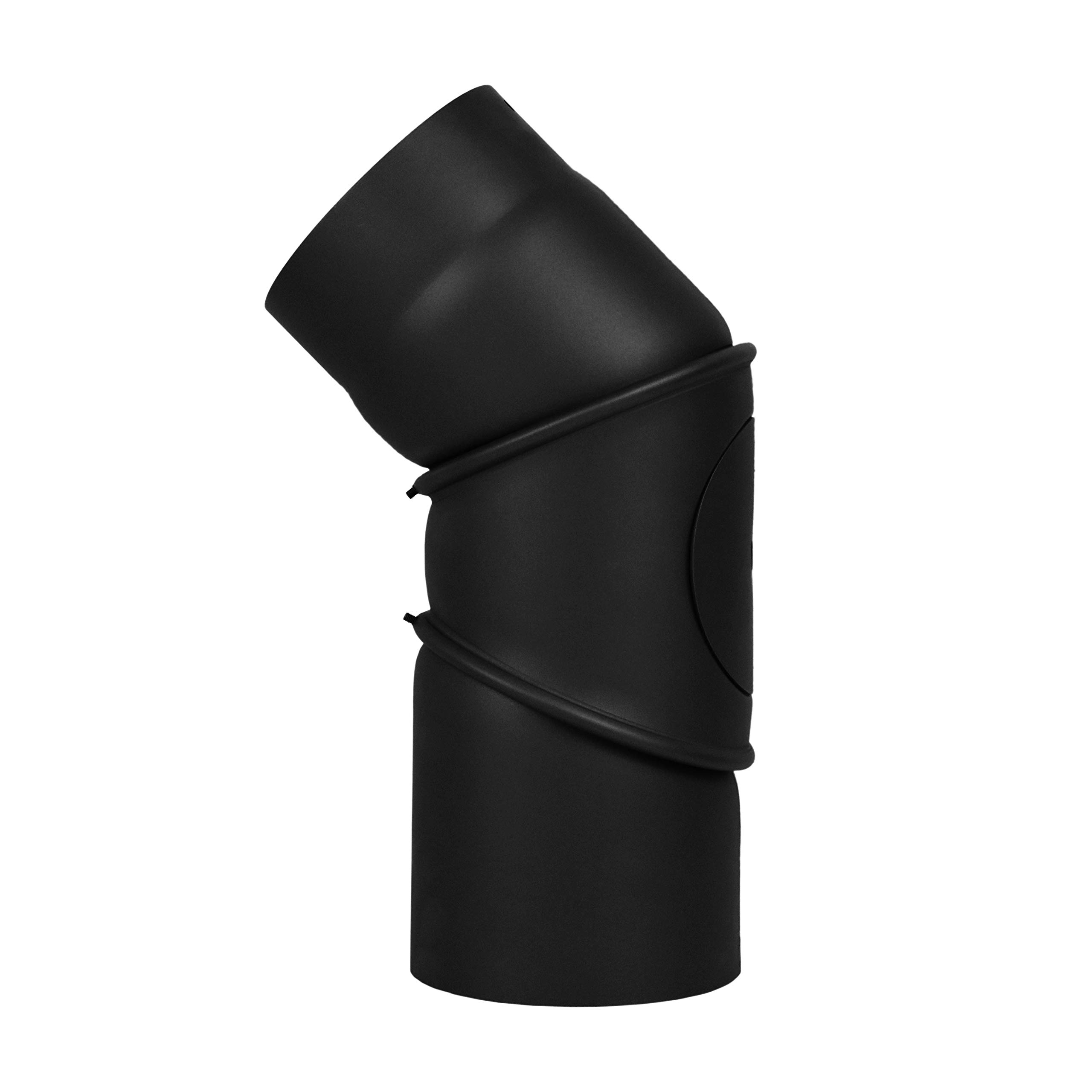 LANZZAS Rauchrohr Bogen 0° - 90° verstellbar mit Tür - im Durchmesser Ø 130 mm - Farbe: schwarz - Ofenrohr/Knie-Bogen