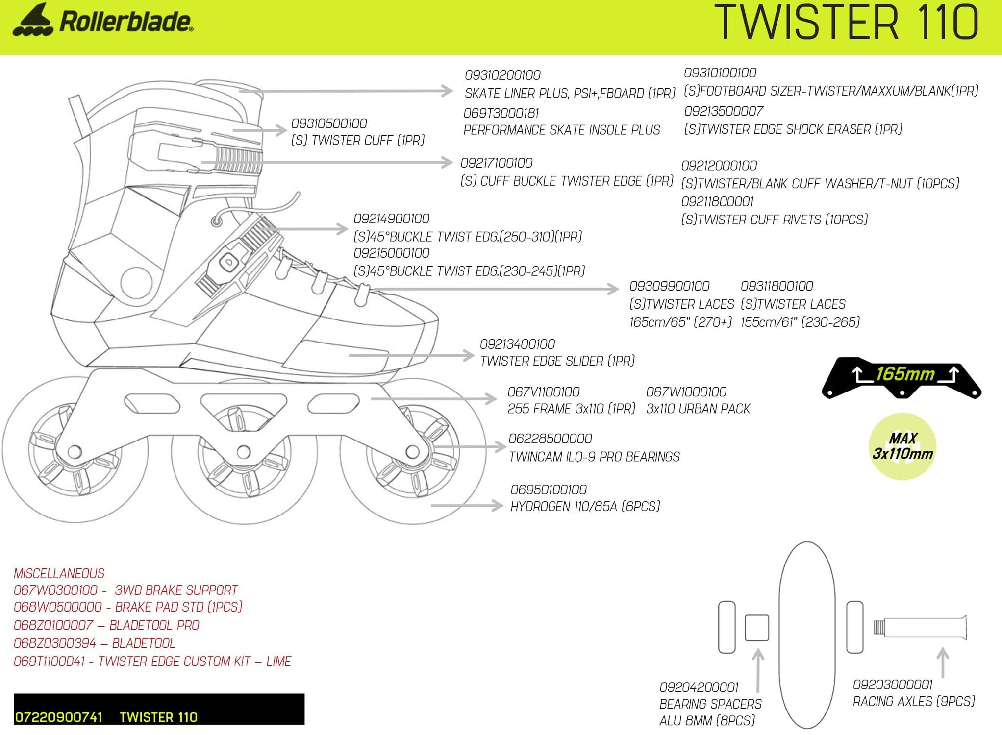 Rollerblade Twister 110 - Pattini in linea unisex, per adulti, per fitness, colore: nero/rosso