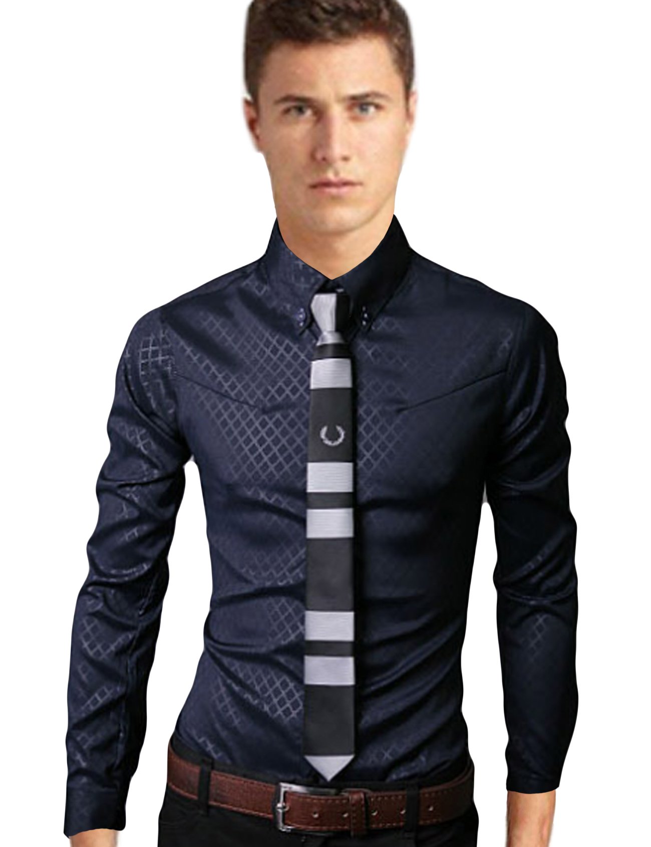 Letuwj Mens Dress Shirt Grid Shirt Causal Shirt