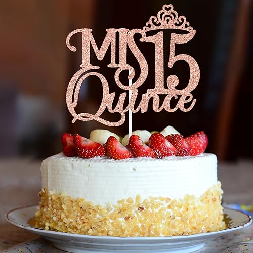 Miniatura 3 de Mis membrillo 15 para tartas, decoración de pastel de feliz cumpleaños 15, decoración de fiesta de cumpleaños de 15 años para niñas adolescentes con