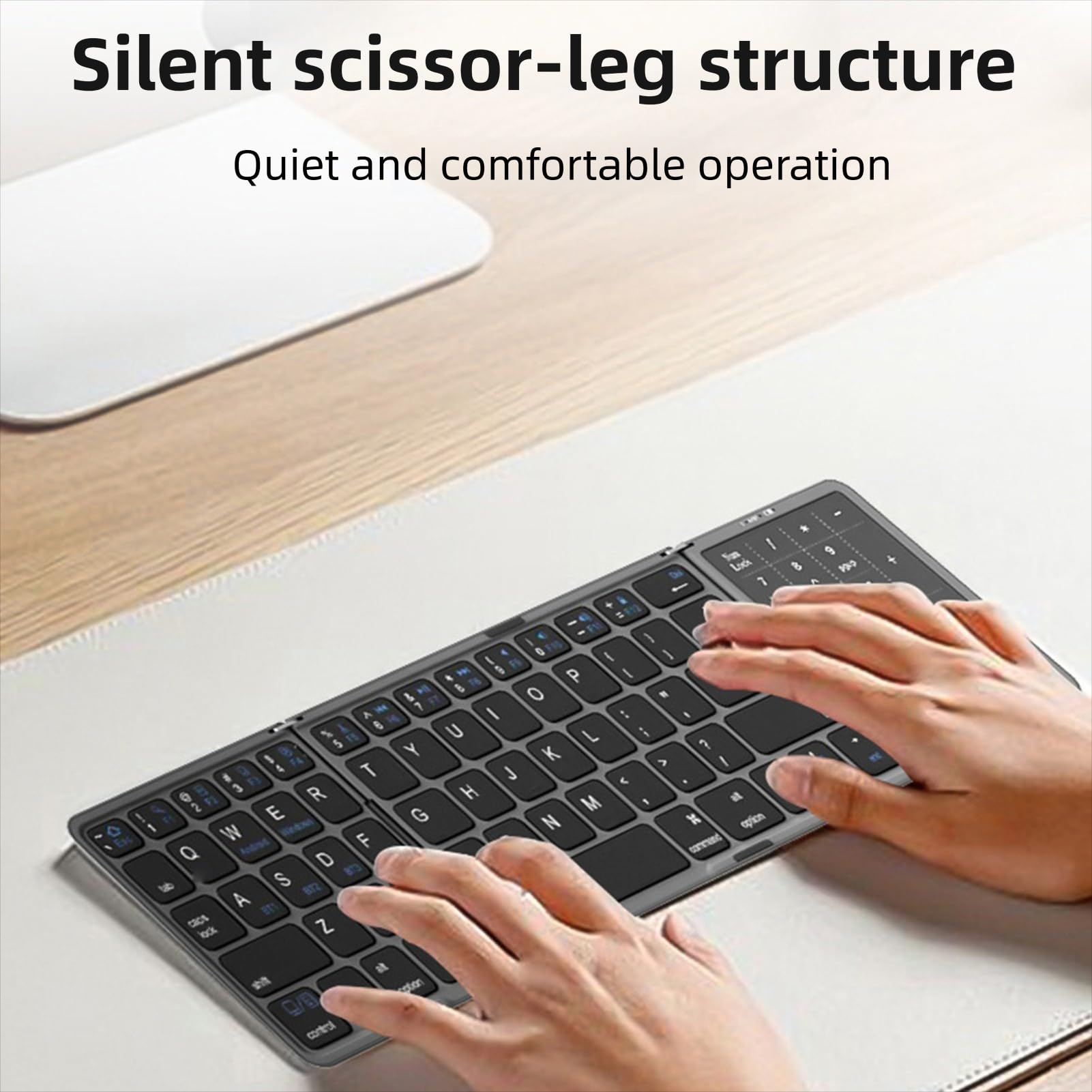 Annadue Tastiera Bluetooth Pieghevole con Touchpad, Mini Tastiera Wireless Portatile da Viaggio Tascabile con Trackpad, Sincronizzazione Multidispositivo Ricaricabile per Tablet P (BLACK)