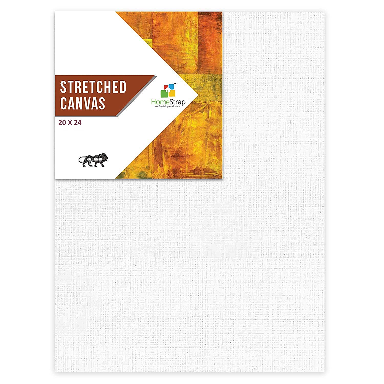 Homestrap Primed Cotton PreStretched Canvas with Wooden Frame (White, 20 x 24 Inch (Pack of 1