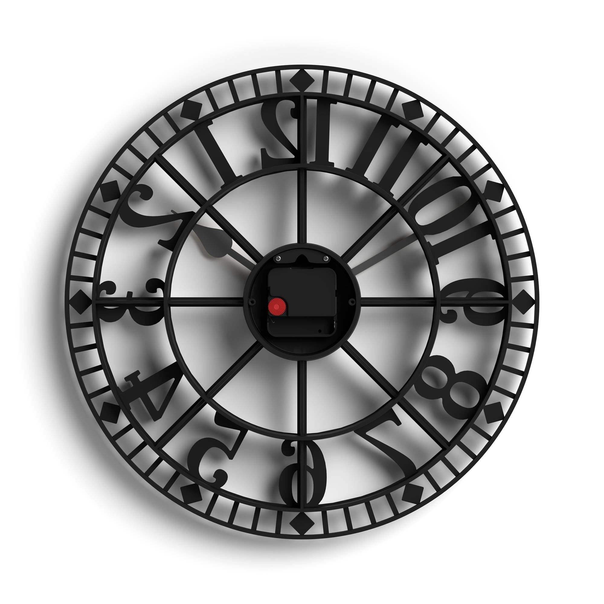 NEWGATE® Warehouse Reloj de Pared | Reloj Esqueleto | 40cm | Negro con Manos de latón | Estilo Vintage contemporáneo para Cocina, salón u Oficina