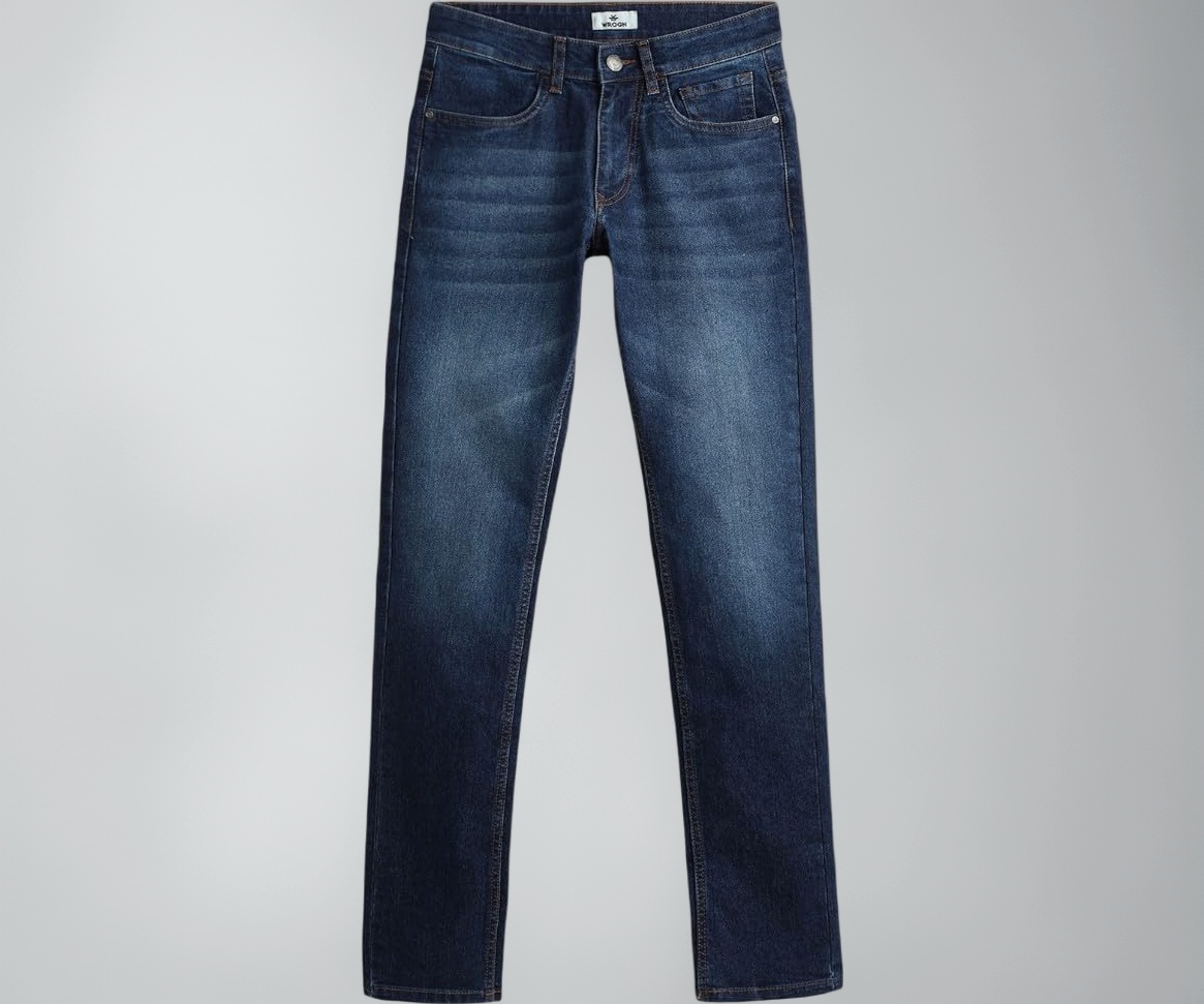 WROGN Men Cotton Blend Jeans | Solid | Mid Rise | Slim Fit
