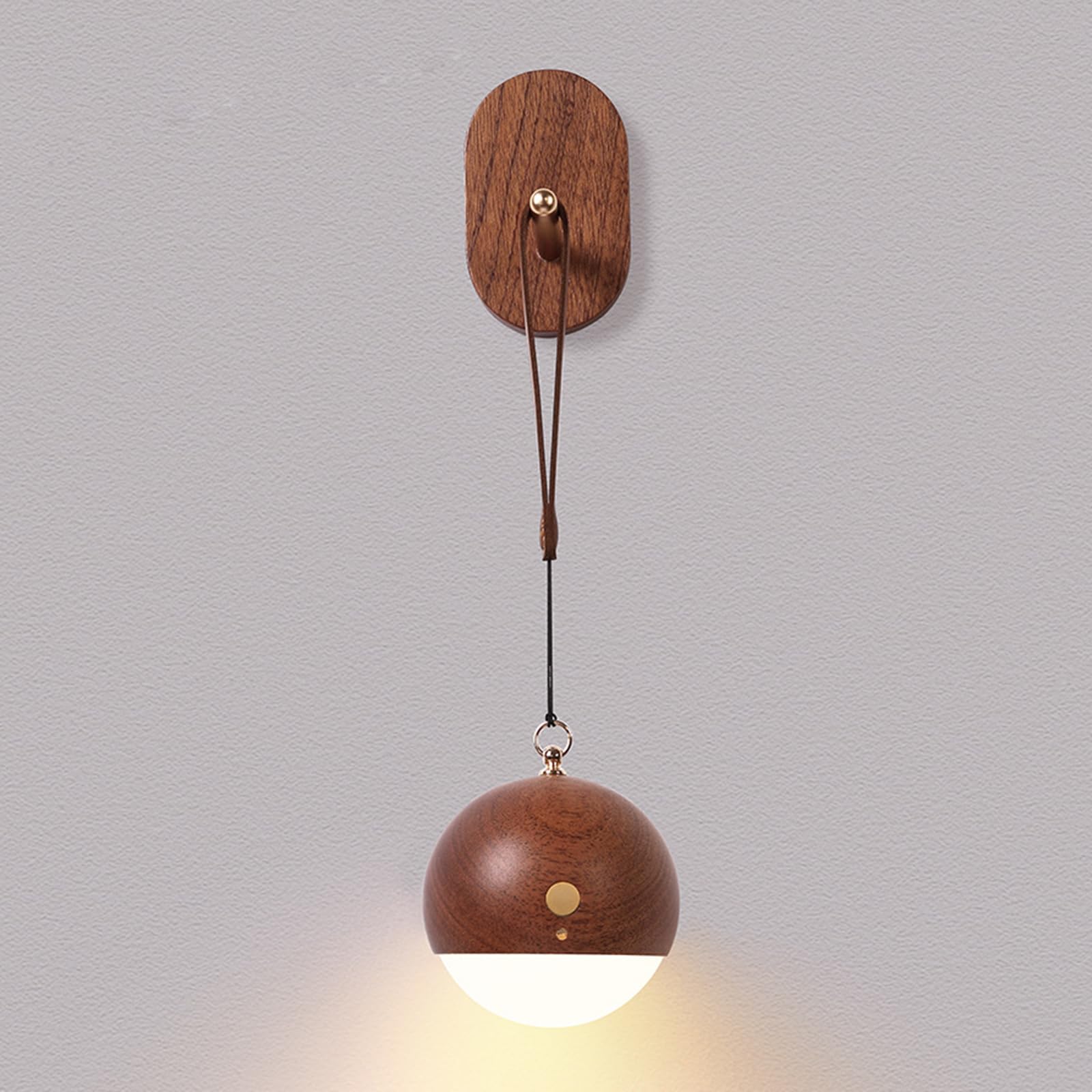 Lámpara de pared inteligente recargable de 1000 mAh en madera de sapele