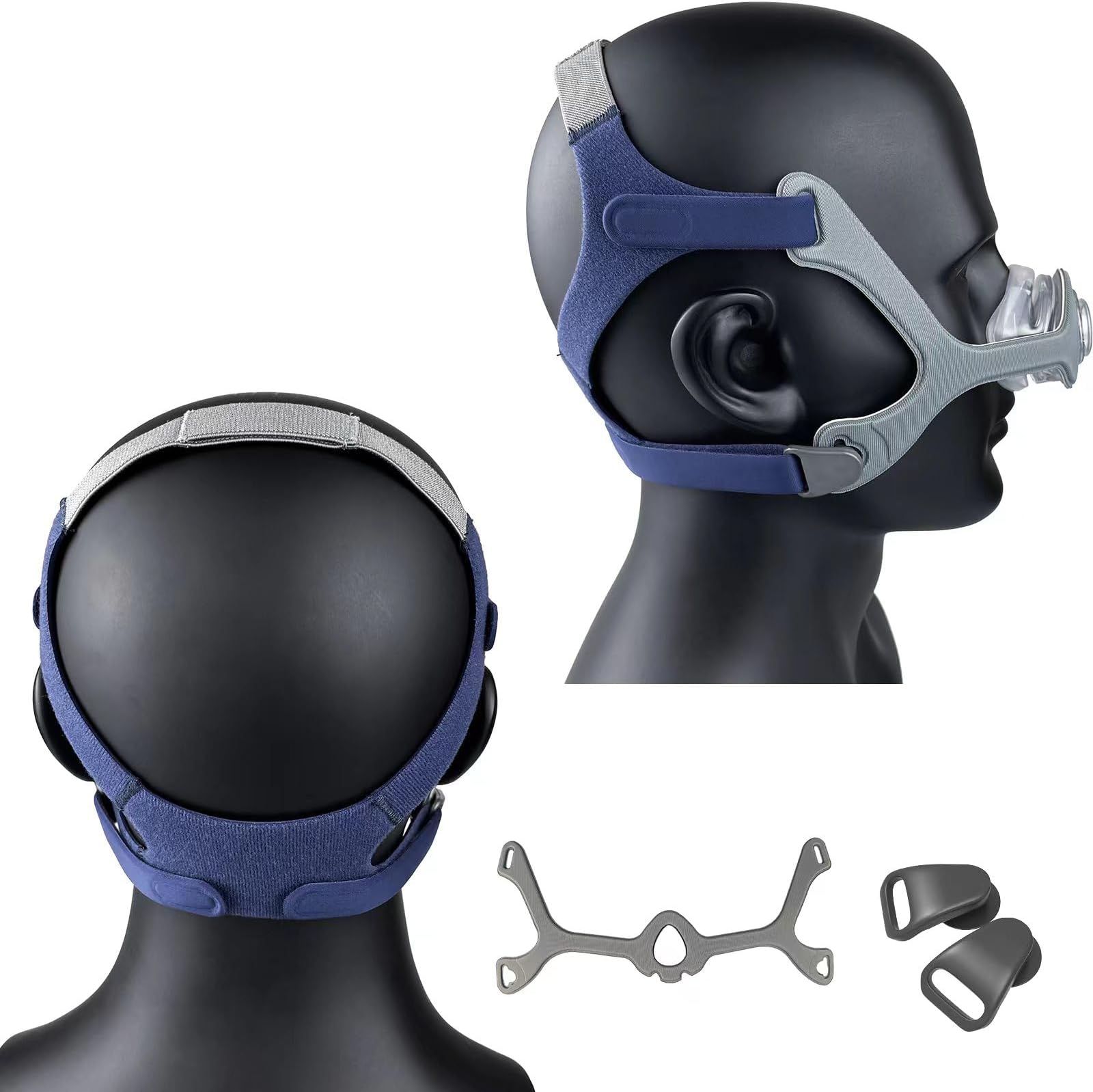 CPAP Wisp Headgear Strap with Fabric Frame and Magnetic Clips Replacement Supplies Compatible with Respironics Wisp Nasal CPAP/BiPAP Mask (Standard Size, Blue)